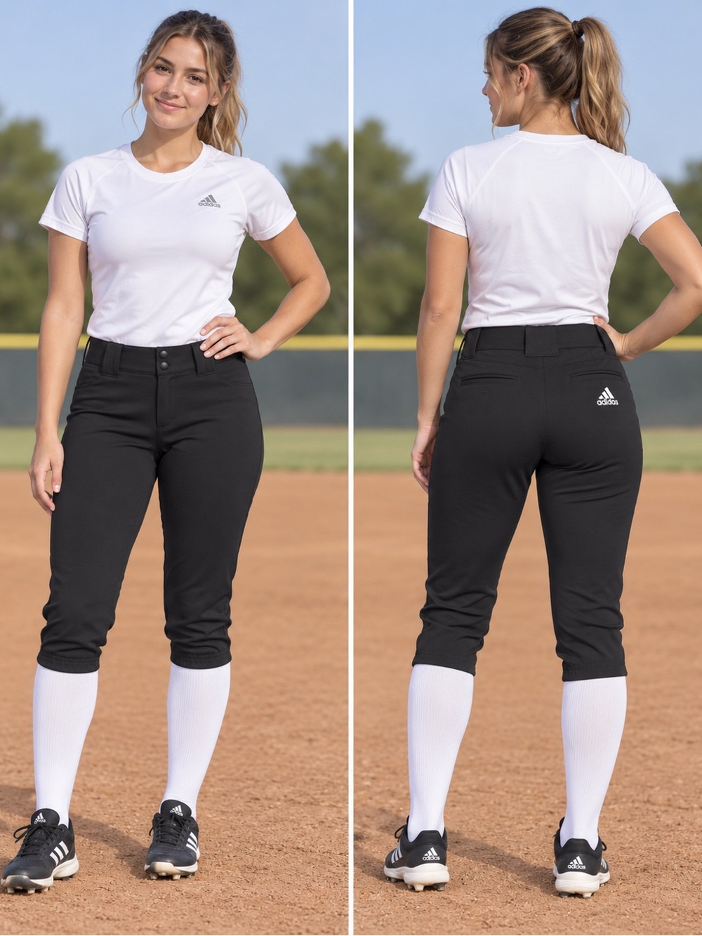 Adidas Women’s Softball Pants Black Size Small NWT Cropped Knicker Style